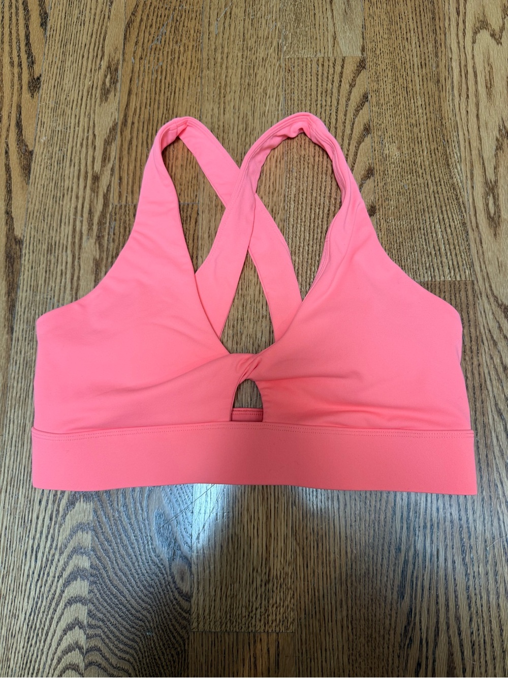 Fabletics Coral Pink Cross-Back Sports Bra